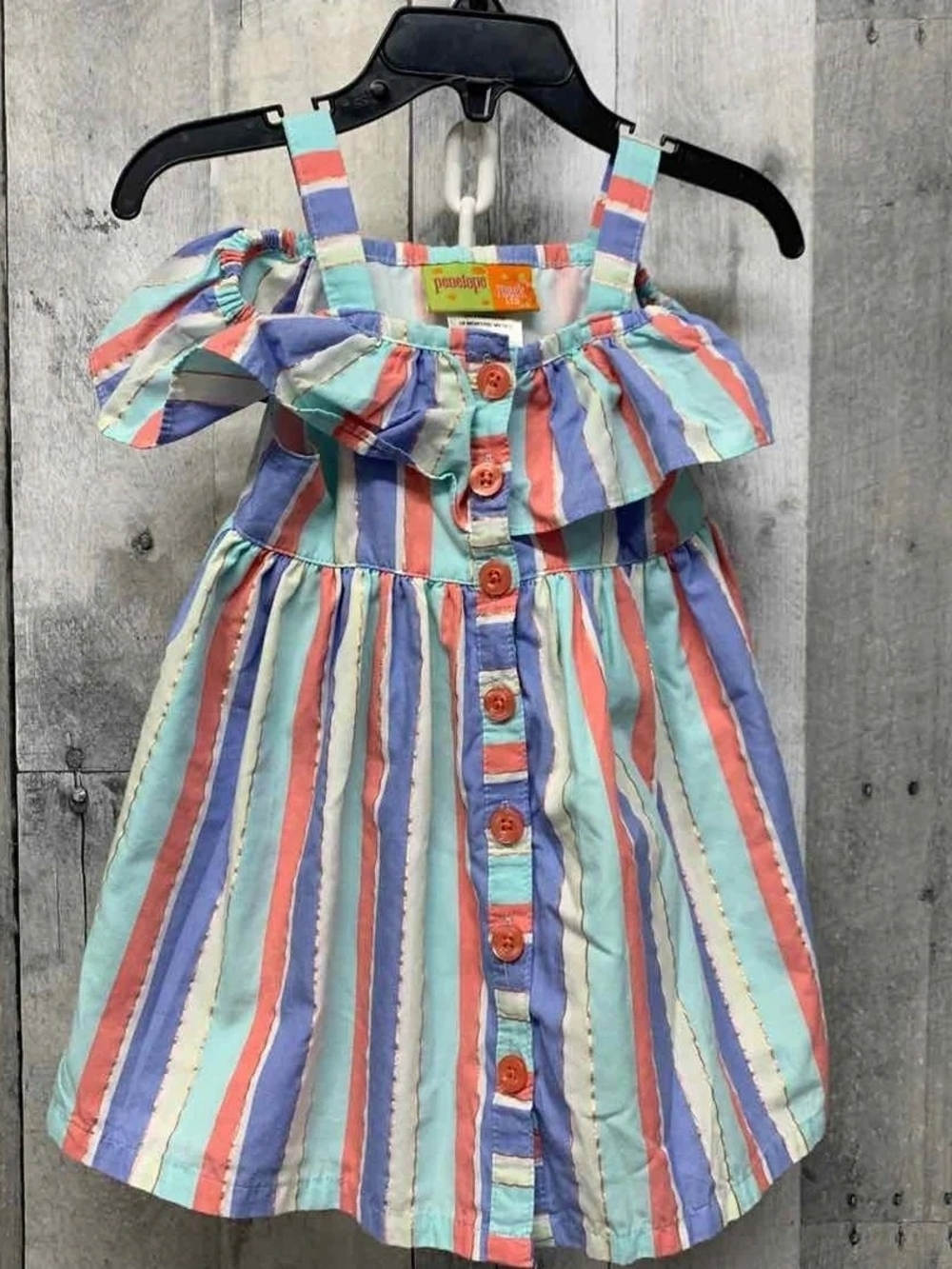 Penelope Mack Blue/Coral Summer Dress- 18 MOS- EUC